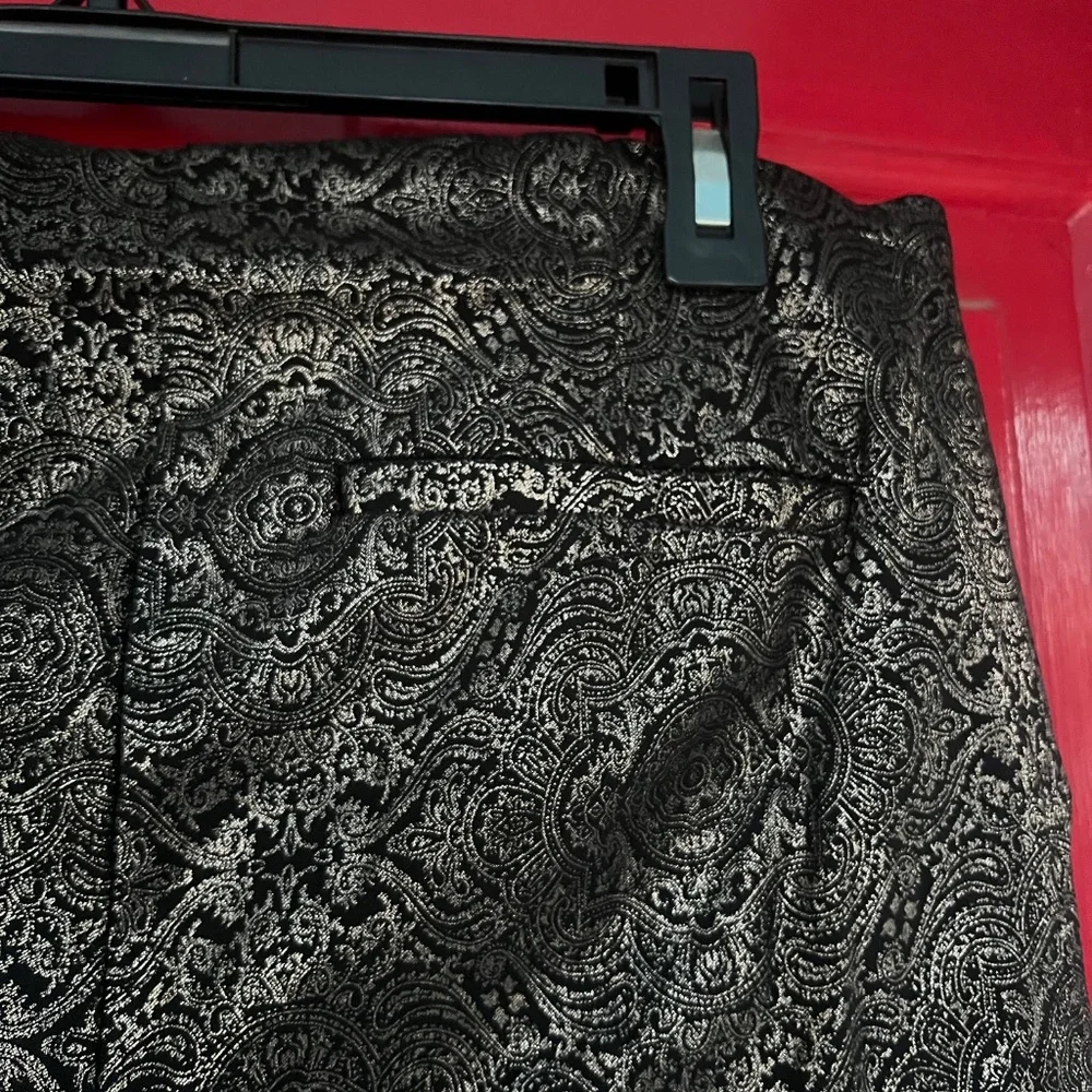 Alfani Women's 16W Stretchy Waist Black Gold Party Club Pants Shiny - Picture 3 of 5